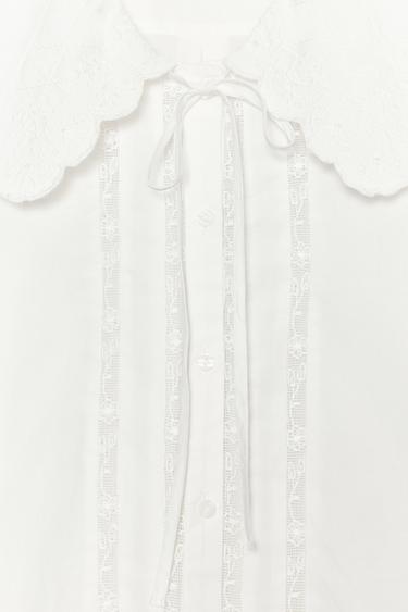 EMBROIDERED PETER PAN COLLAR SHIRT - White by Zara - Image 7