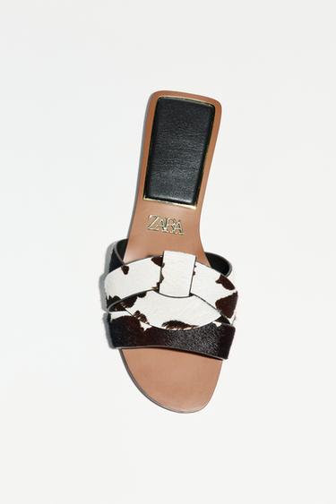 LEATHER FLAT SANDALS - Multicoloured by Zara
