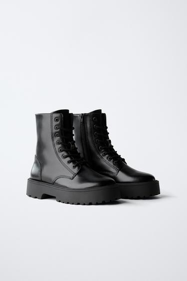 LACE-UP ANKLE BOOTS - Black by Zara