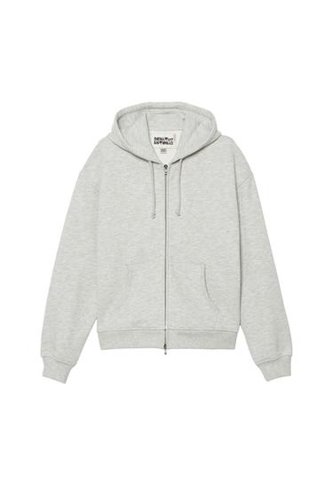 Zara CROPPED FIT ZIPPER HOODIE SWEATSHIRT - Gray marl