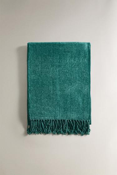 CHENILLE THROW - Turquoise by Zara