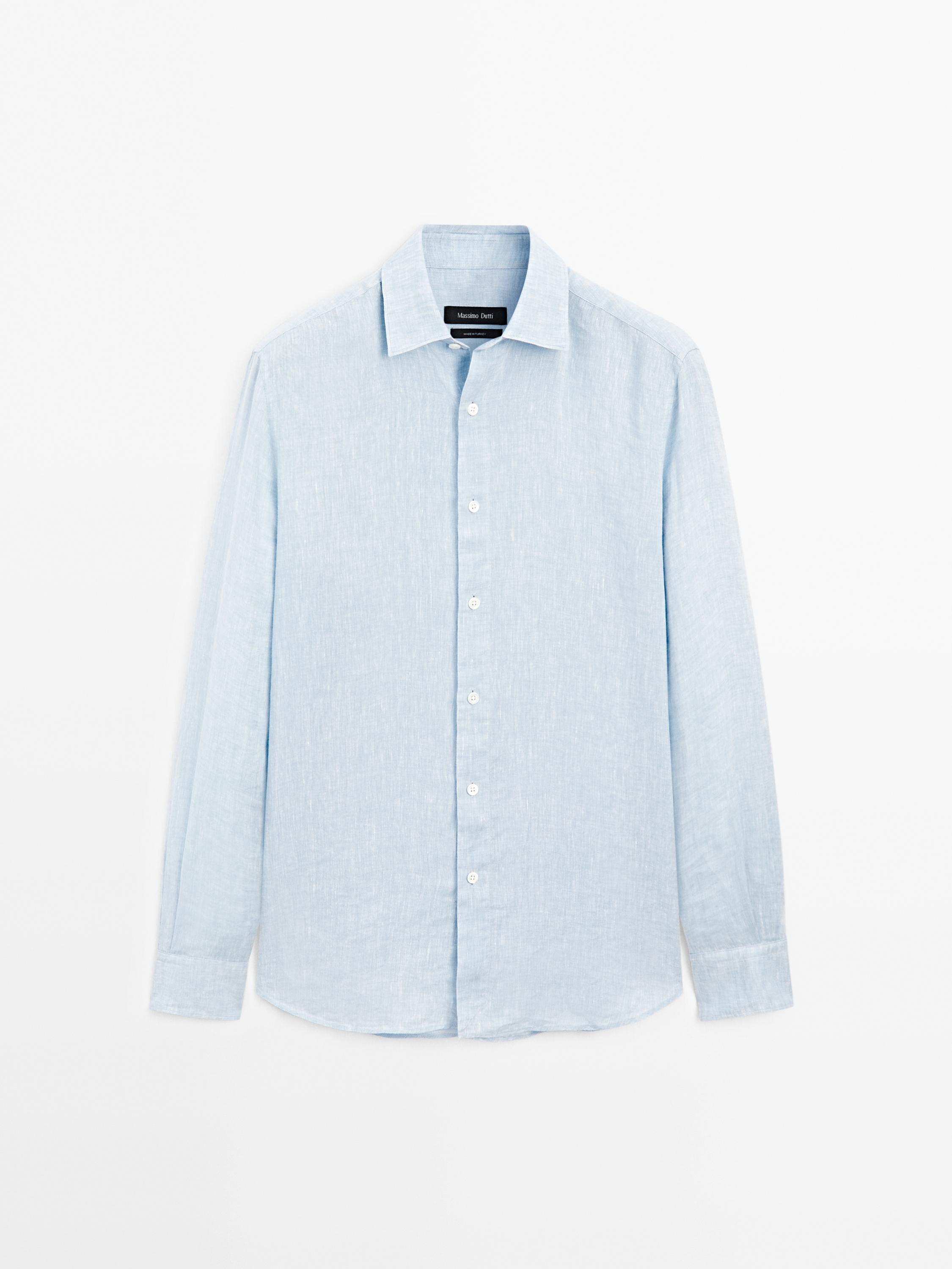 Slim-fit 100% linen shirt