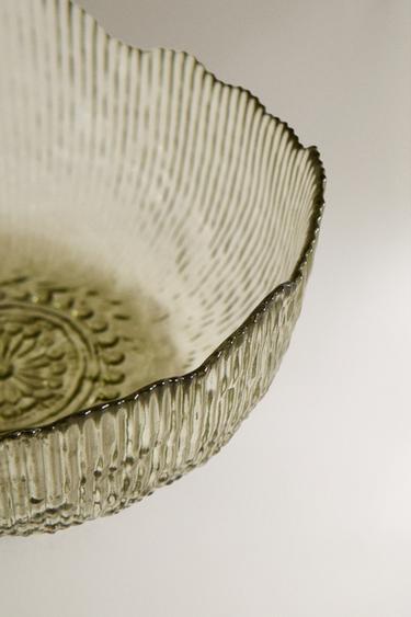 SALADIER VERRE RECYCLABLE RELIEF - Vert de Zara - Image 2