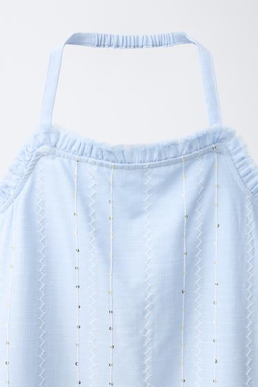 ROBE BRODÉE À PAILLETTES - Bleu ciel de Zara - Image 2