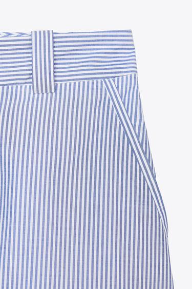 EMBROIDERED STRIPED CULOTTES - Blue / Indigo by Zara - Image 8