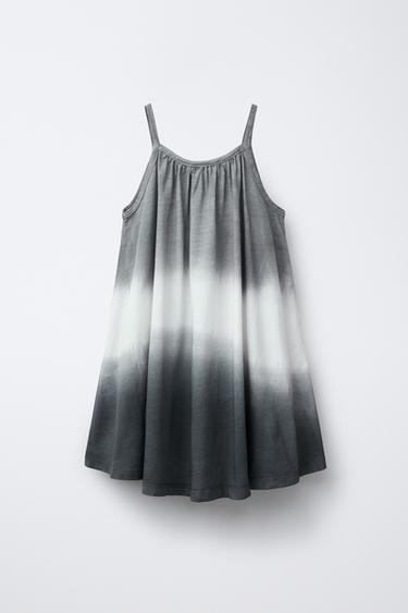 Zara TIE-DYE STRAPPY DRESS - Anthracite grey