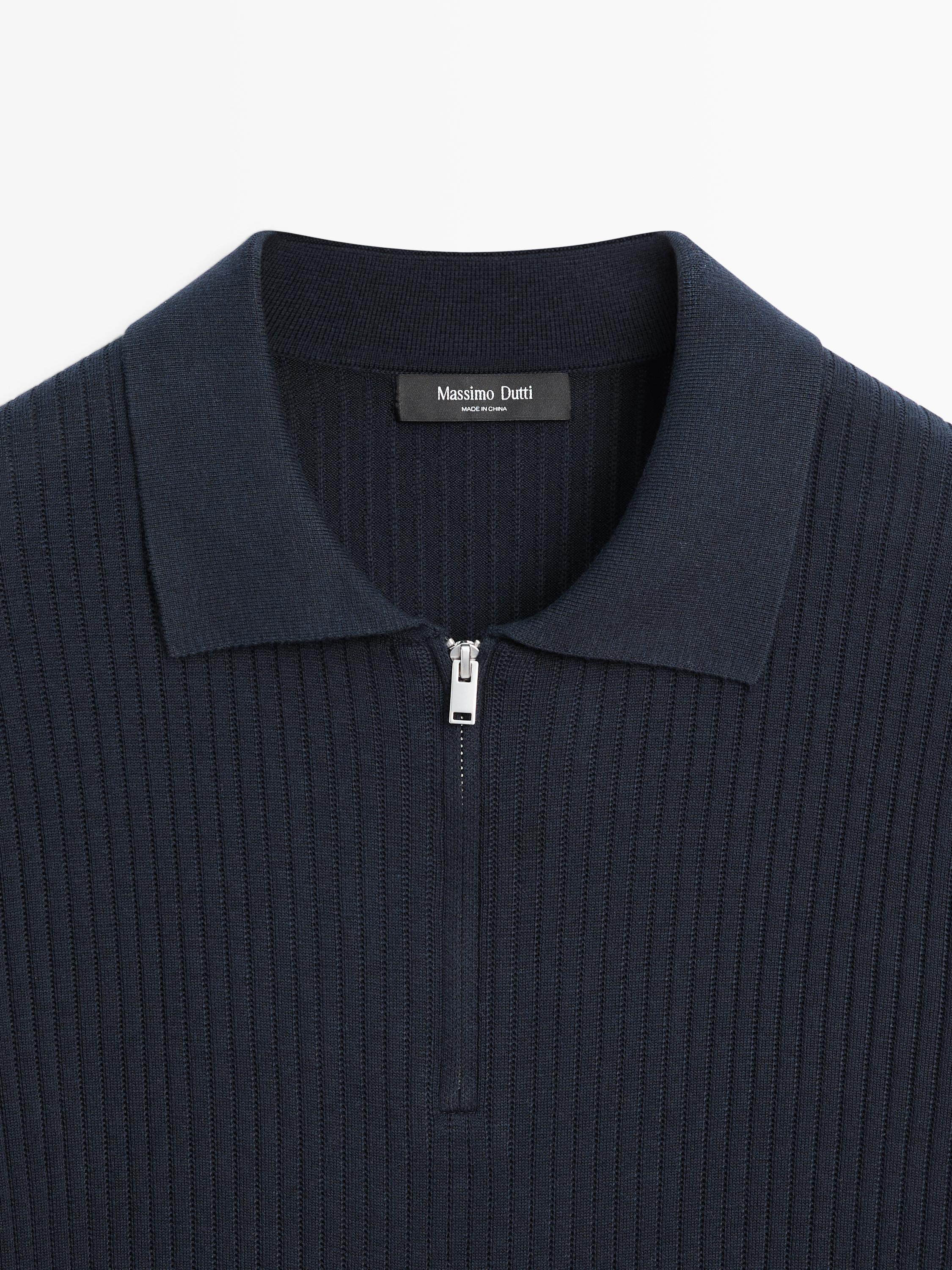 Pull polo en maille à col zippé