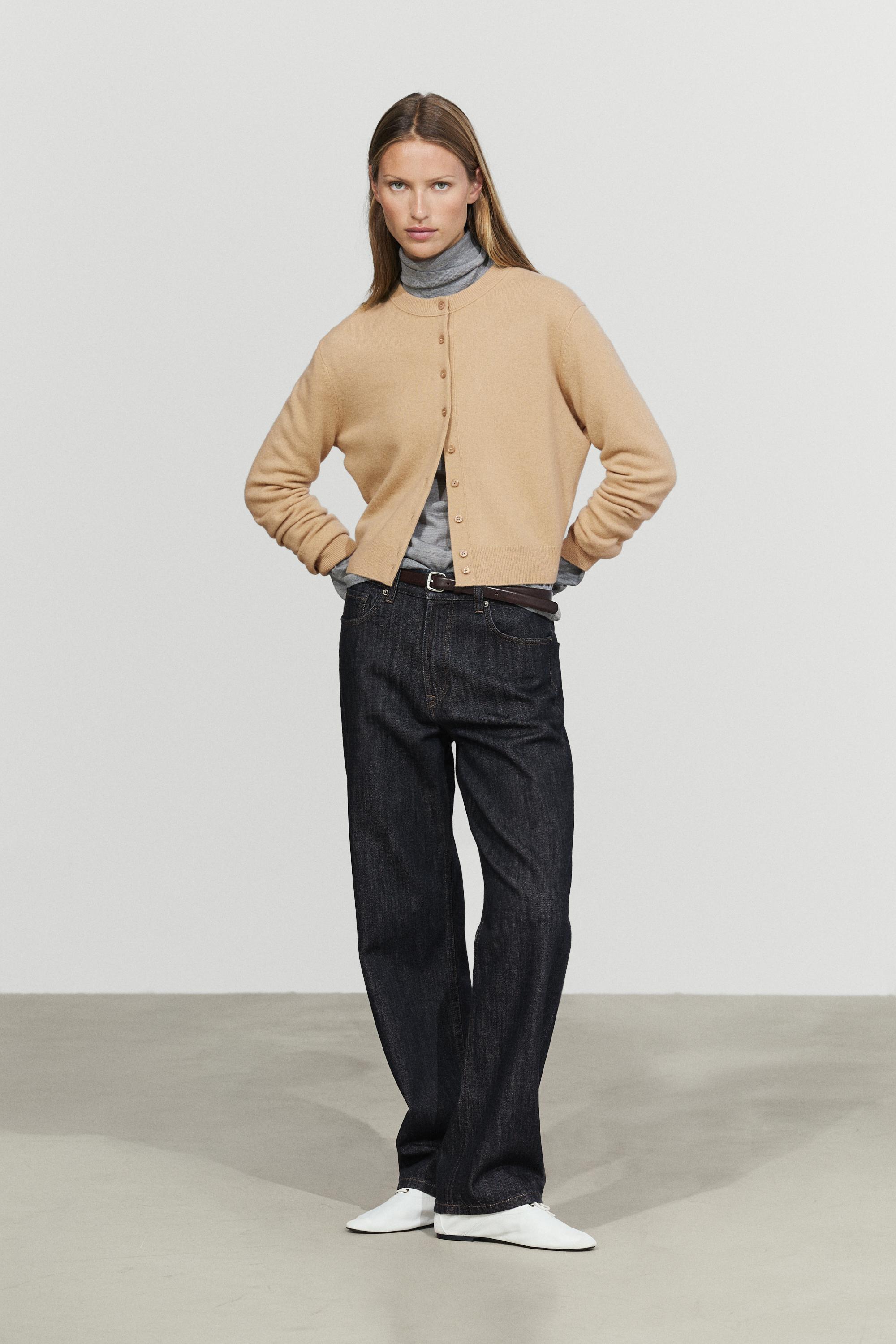 Button-detail knit cardigan — Dark mink