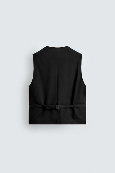 TEXTURED WAISTCOAT WITH POCKETS - Black by Zara - Image 7