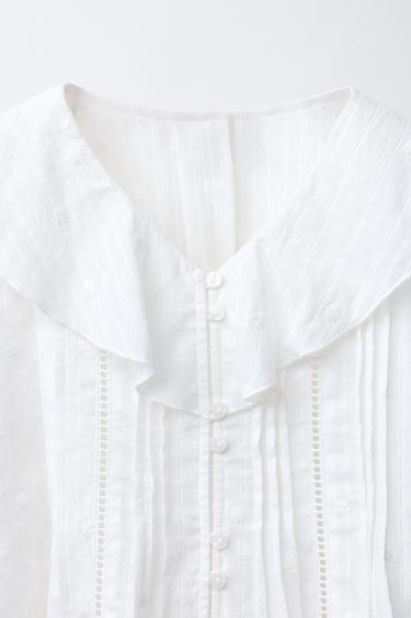 CHEMISE ROMANTIQUE À FLEURS BRODÉES - Blanc cassé de Zara - Image 2
