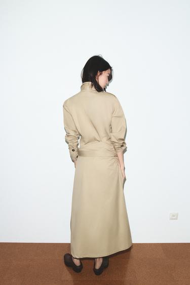 TWILL MIDI DRESS WITH TABS - Sand by Zara - Image 4