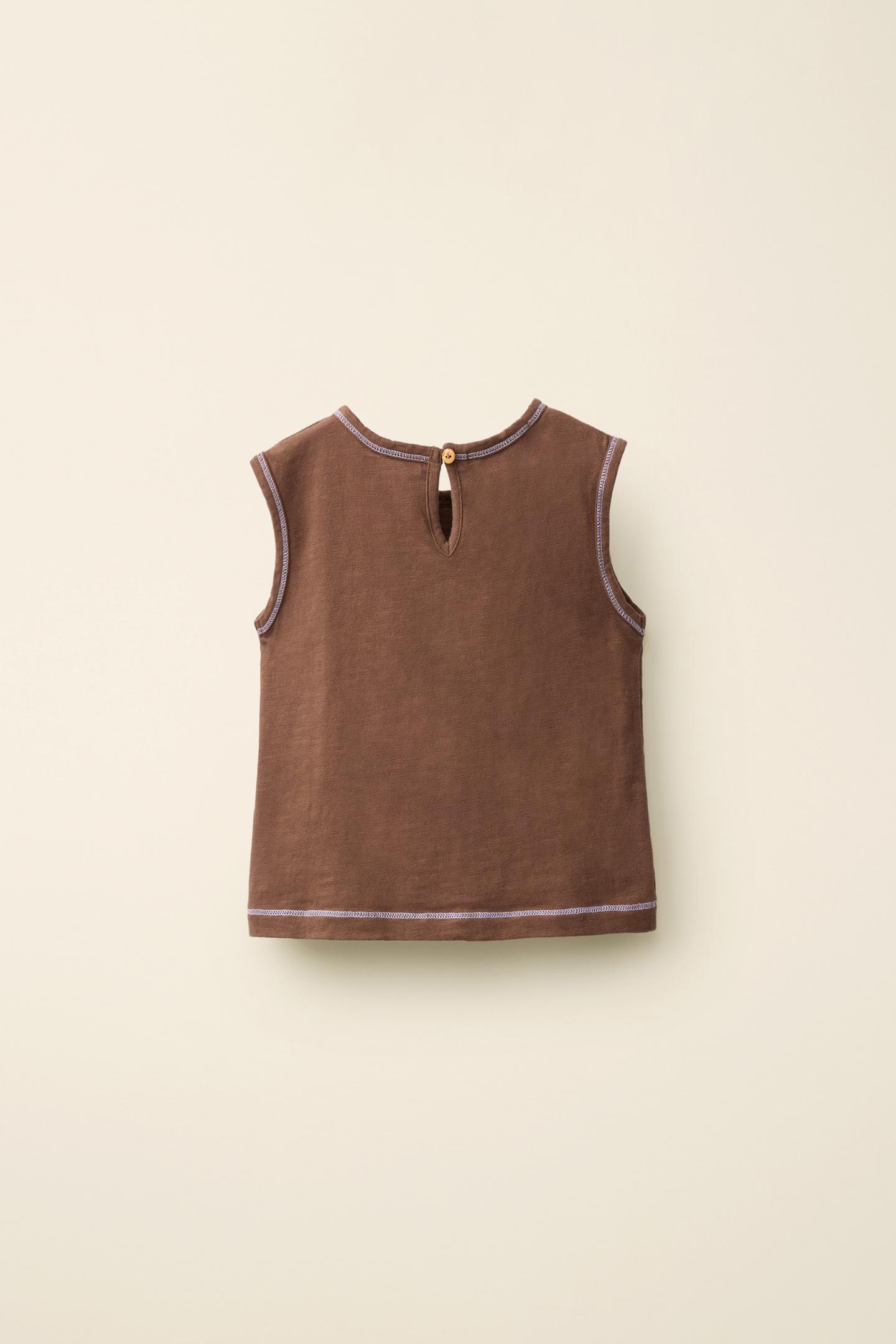 Детская футболка Zara Topstitched T-SHIRT Created BY Caramel London, цвет: Коричневый — фото 5