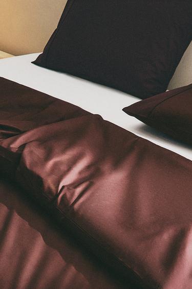 (300 THREAD COUNT) COTTON PERCALE DUVET COVER - Brown by Zara