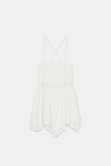 ROBE COURTE EN GAZE BRODÉE - Blanc de Zara - Image 5