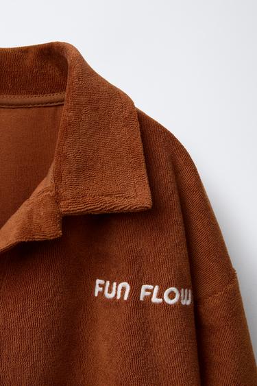 TOWELLING EFFECT POLO SWEATSHIRT - Brown by Zara - Image 2