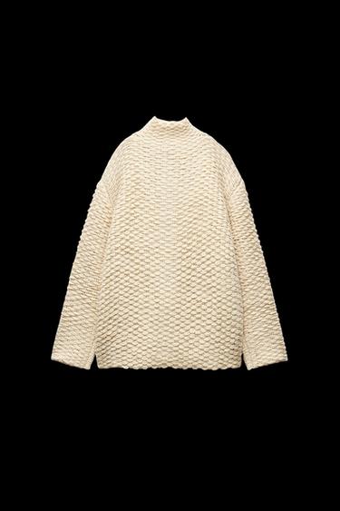HIGH-NECK KNIT COAT - Ecru by Zara