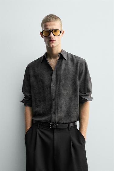 TEXTURED JACQUARD SHIRT - Black by Zara