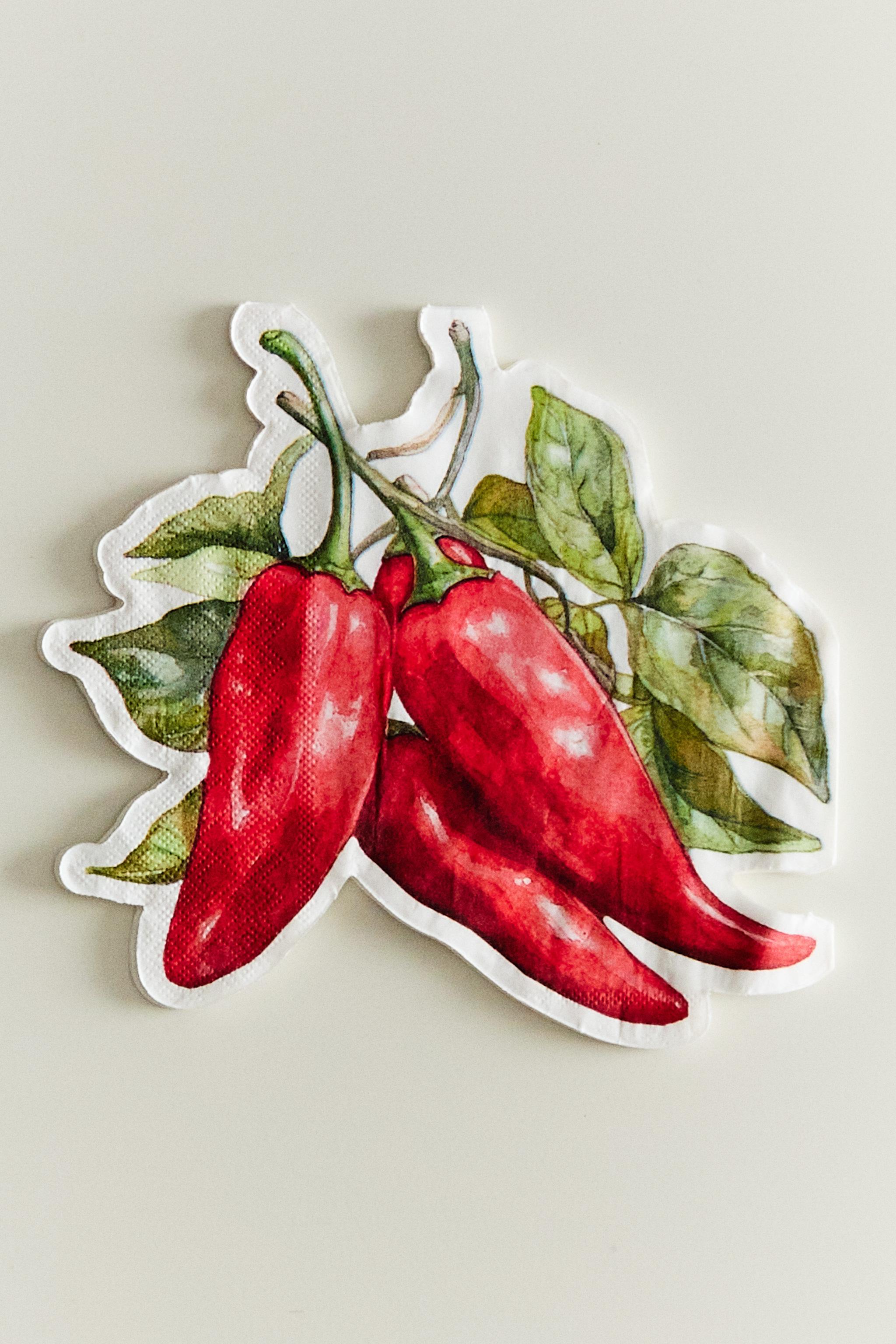 LOT DE 20 SERVIETTES DE TABLE EN PAPIER PIMENTS