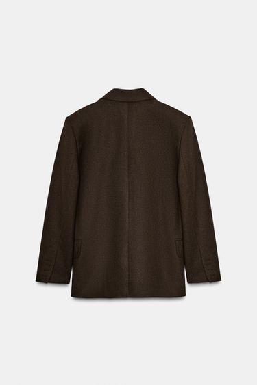 DOUBLE-BREASTED BLAZER WITH SHOULDER PADS - Dark brown by Zara - Image 2