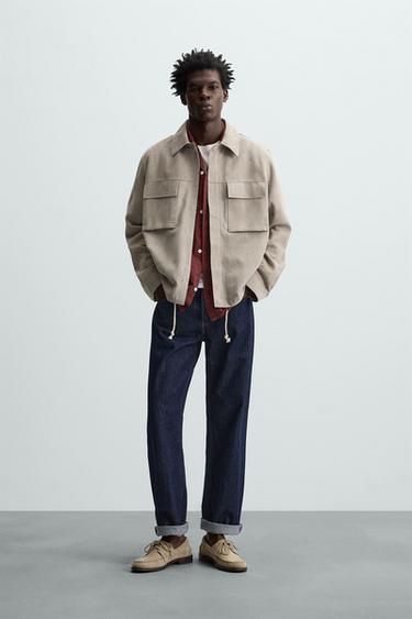 SUEDE LEATHER JACKET WITH POCKETS - Light mink by Zara - Image 0