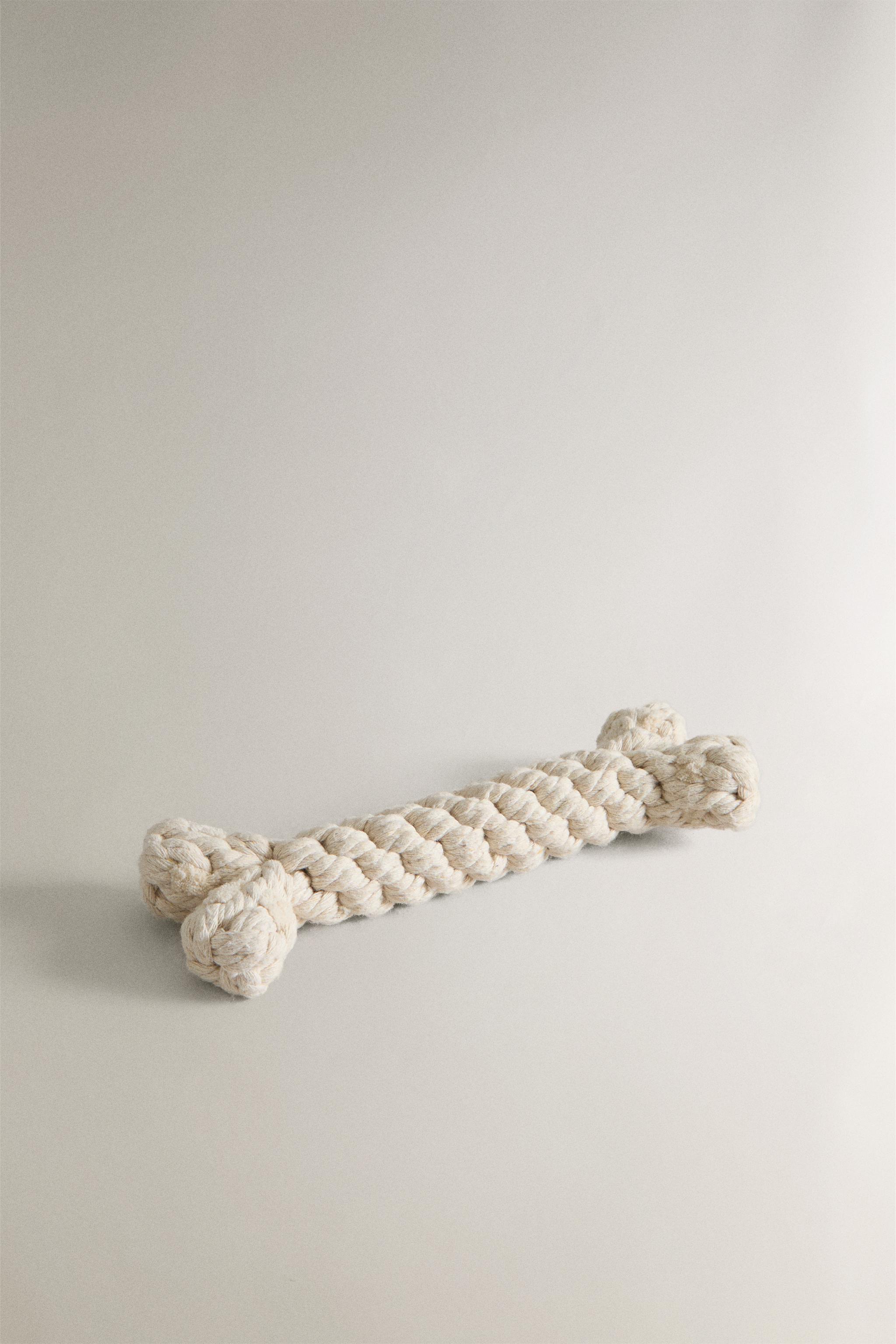 WOVEN BONE PET TOY — Ecru