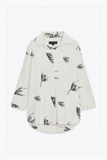 قميص بتطريزات ZW COLLECTION - بيج داكن by Zara