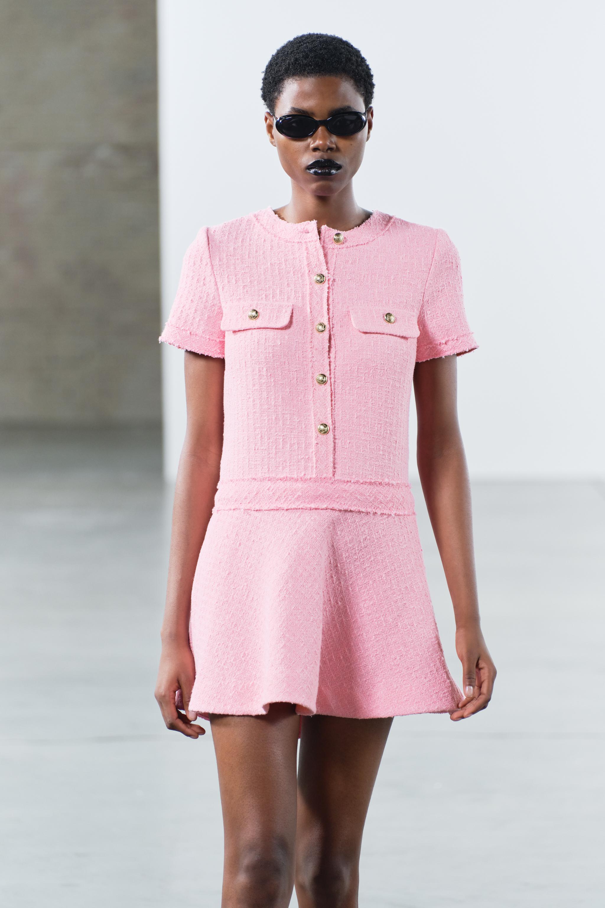 SHORT STRUCTURED DRESS ZW COLLECTION - Mid-pink | ZARA United States