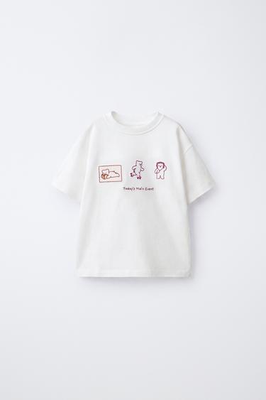EMBROIDERED DETAIL T-SHIRT — Oyster-white 1