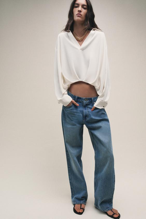 ASYMMETRIC PLEATED HEM SHIRT