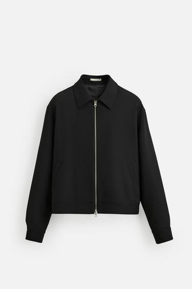 Zara REGULAR FIT ZIPPER JACKET - Black