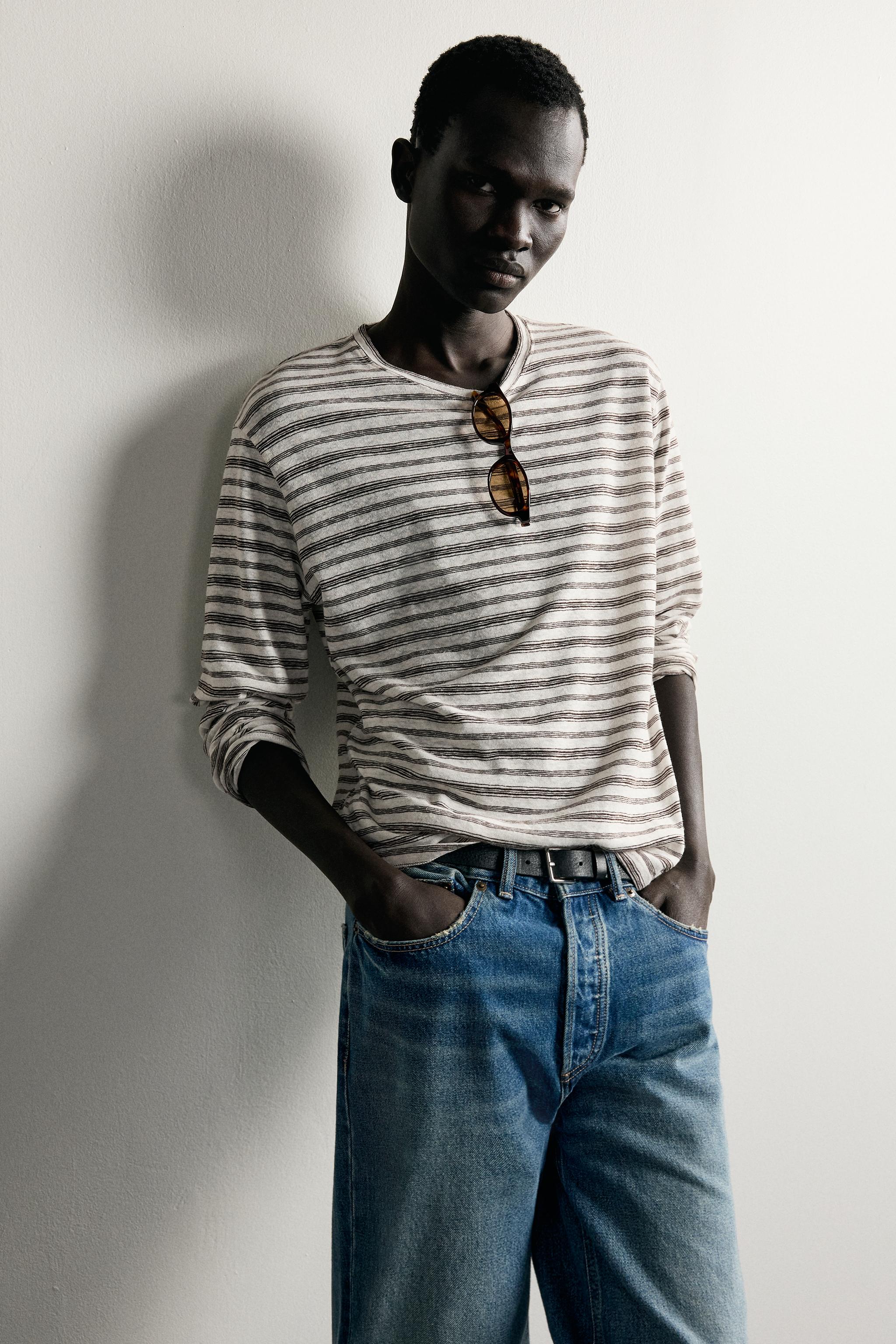 Zara ÇİZGİLİ RELAXED FIT T-SHIRT görsel 5