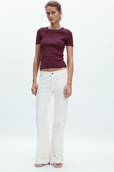 Zaras JEANS ZW COLLECTION FLARE LÅG MIDJA - Vit