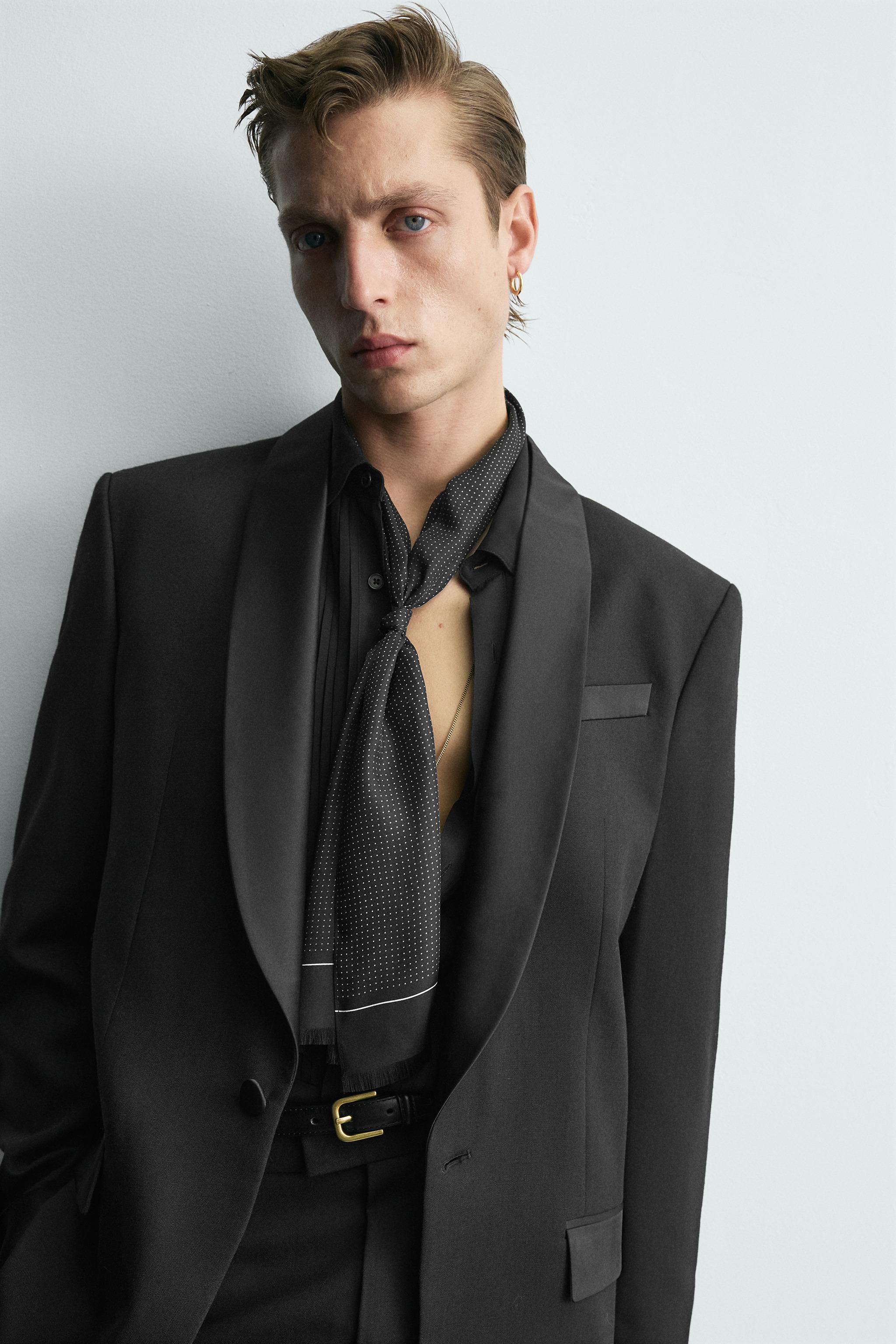 ZARA タキシード　ブラック 美品】ZARA ZW Collectionフィットタキシードスタイル/ブレザー - メルカリ