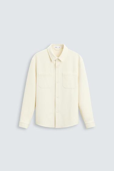 Zara STRETCH OVERSHIRT - Mid-ecru