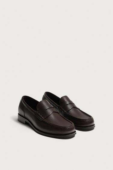 LEATHER PENNY LOAFERS — Brown 2