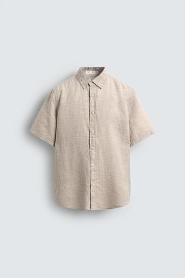 100% LINEN SHIRT - Light beige by Zara - Image 0