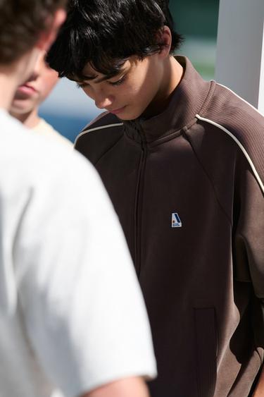 SPORTY CONTRAST-TRIM JACKET - Dark brown by Zara