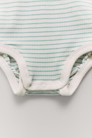 Zara STRIPED BODYSUIT AND LEGGINGS SET - Sea green