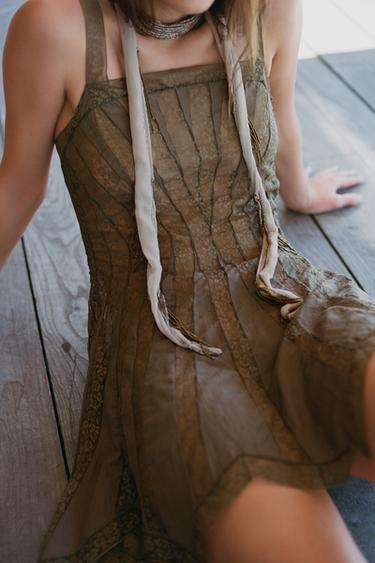 BANDANA MED PERLER OG PAILLETTER - grå fra Zara