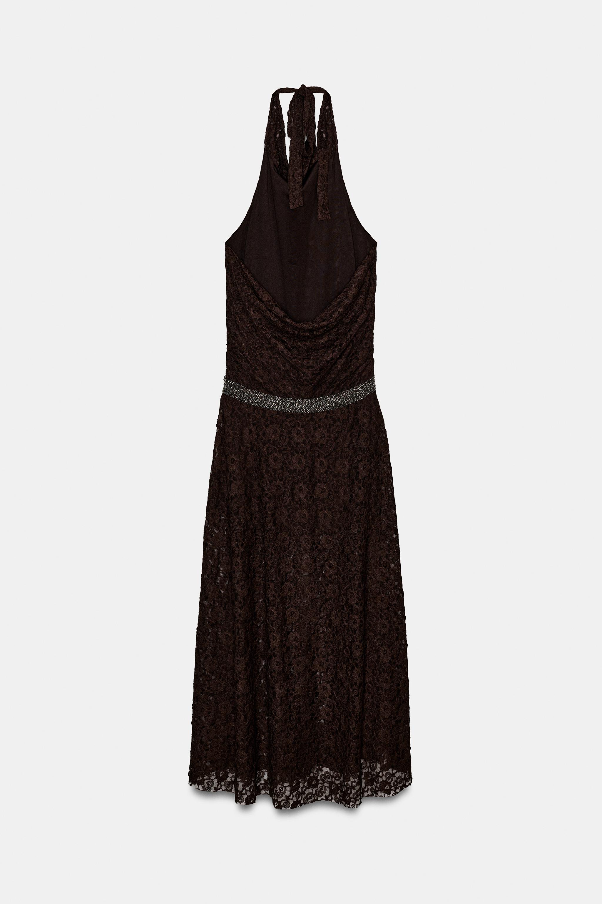 ROBE HALTEUR DENTELLE BRILLANTS