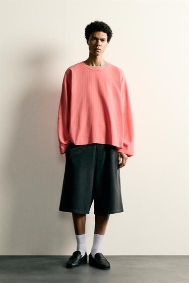 CAMISETA RELAXED FIT MANGA LARGA - Coral de Zara - Imagen 0