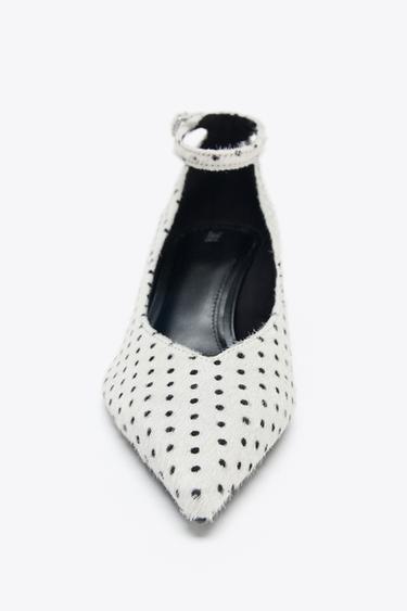 POLKA DOT LEATHER AND SHEEPSKIN HEELED SHOES - white de Zara - Image 4