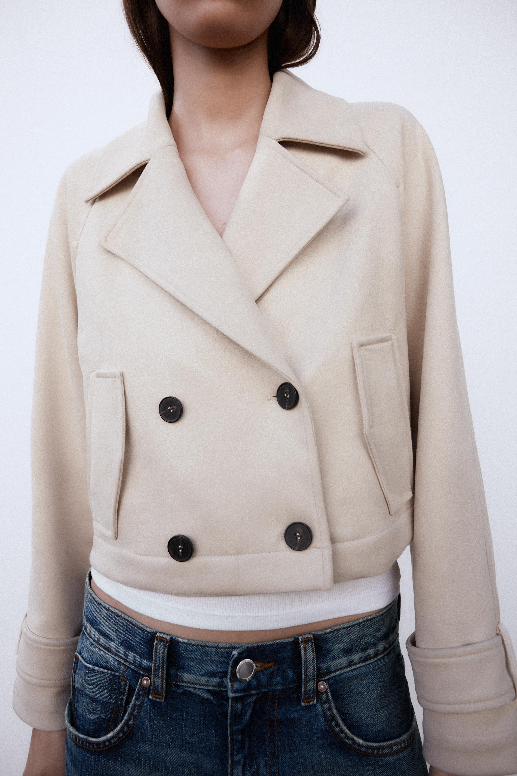 【ZARA】スエード風ショートトレンチコート 9195/470/712 ZARA】スエード風ショートトレンチコート 9195/470/712 (ZARA