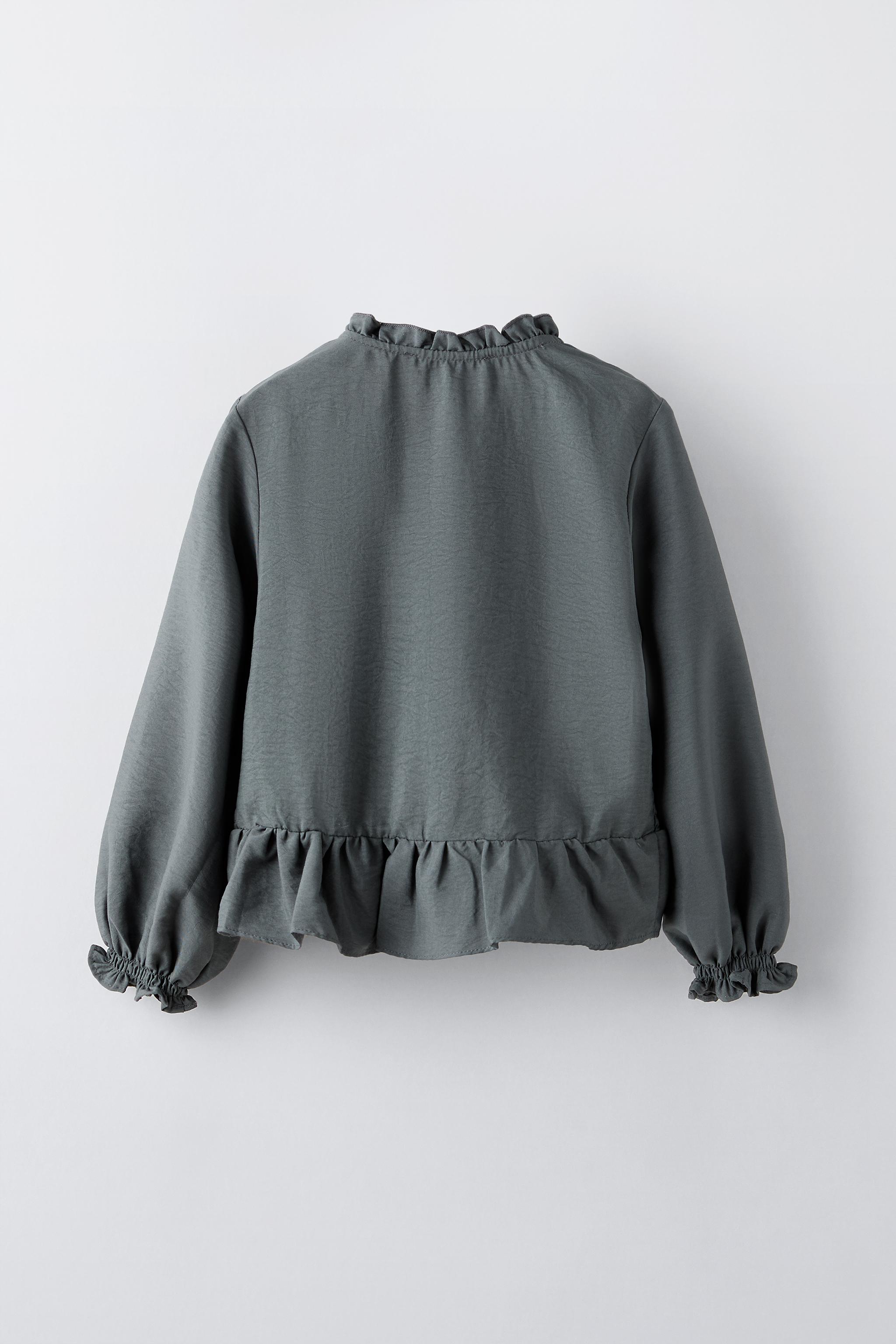 Grey ruffle shirt online