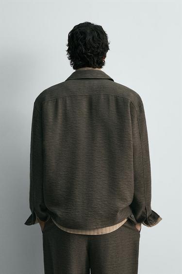 FLUID TEXTURED OVERSHIRT - Brown / Taupe by Zara - Image 2
