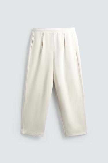 WIDE-LEG PLEATED JOGGERS - Ecru by Zara