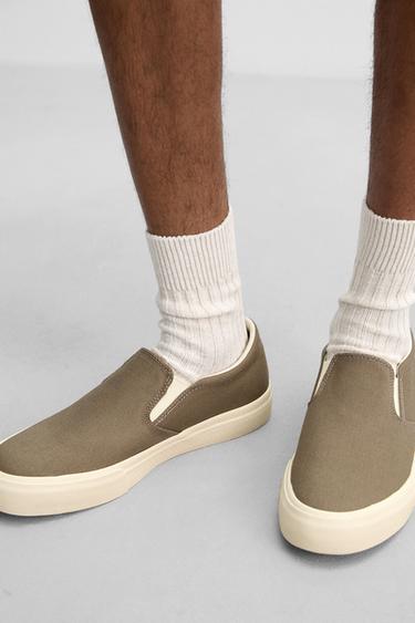CHAUSSETTES COURTES CÔTELÉES - Écru de Zara - Image 1
