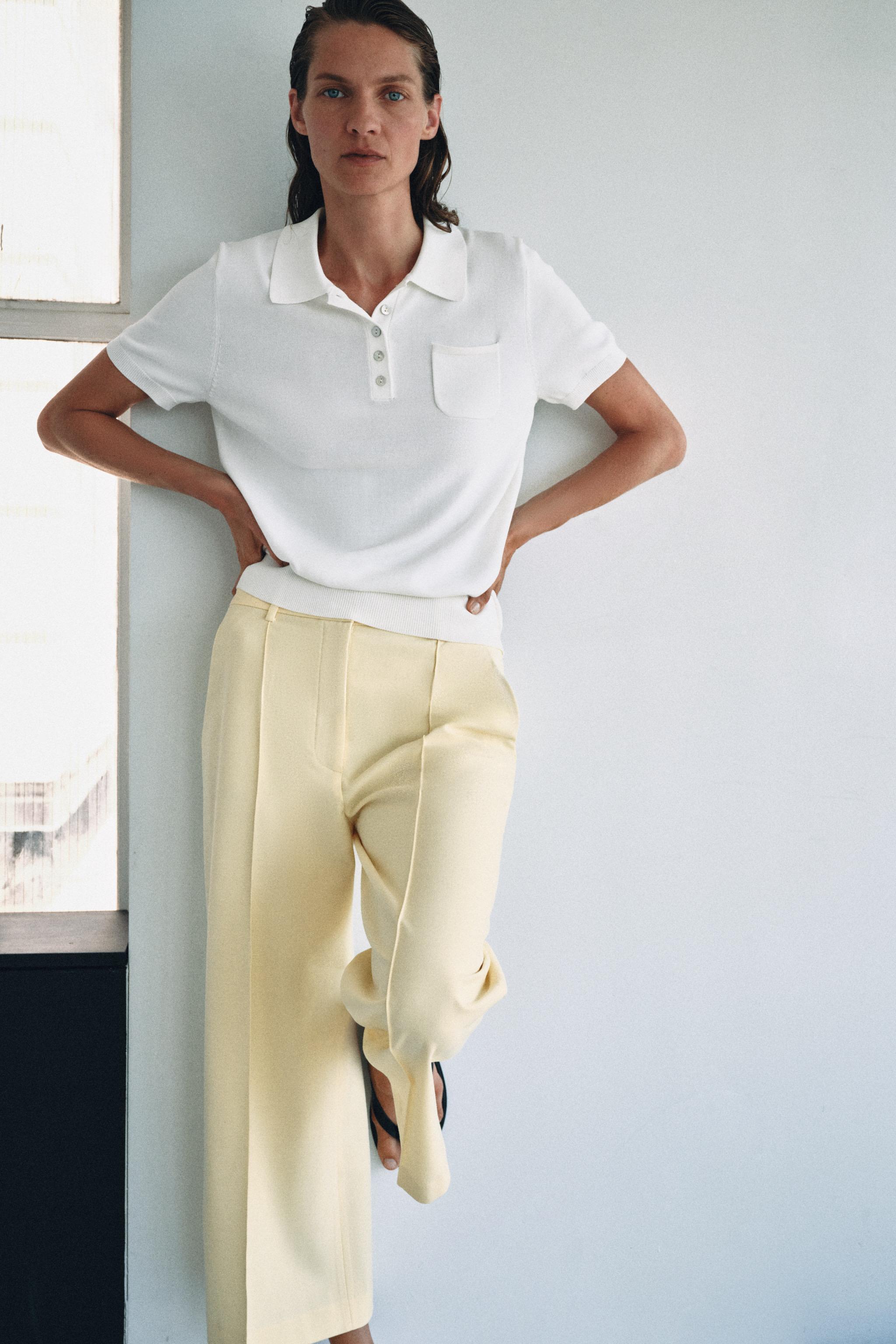 ZW COLLECTION CROPPED PANTS — Pastel yellow