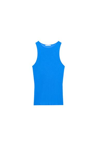 SUPIMA® SLEEVELESS T-SHIRT - Electric blue by Zara