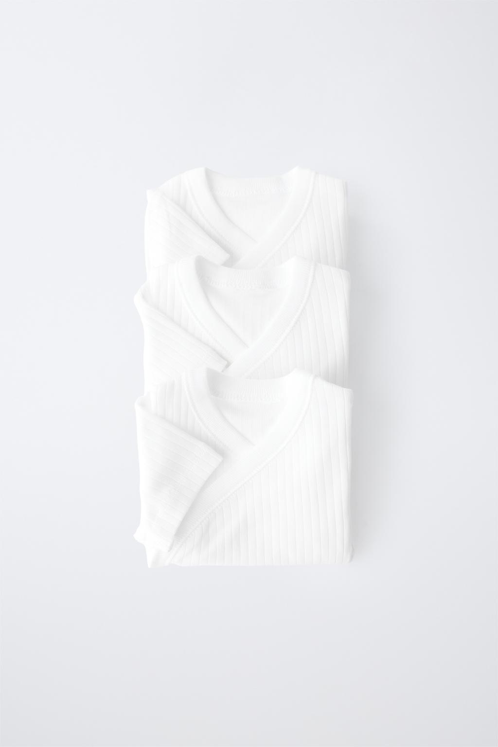 Zara Üçlü paket qısa qollu çarpaz yaxalı body